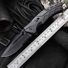 户外新款橡塑柄多功能折叠刀登山求生工具刀带打火石多用途折刀