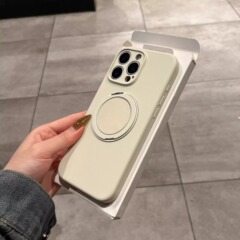 iPhone16 液体シリコーン 360 度回転磁気ホルダー携帯電話ケース Apple 15 細穴保護カバーに適しています。