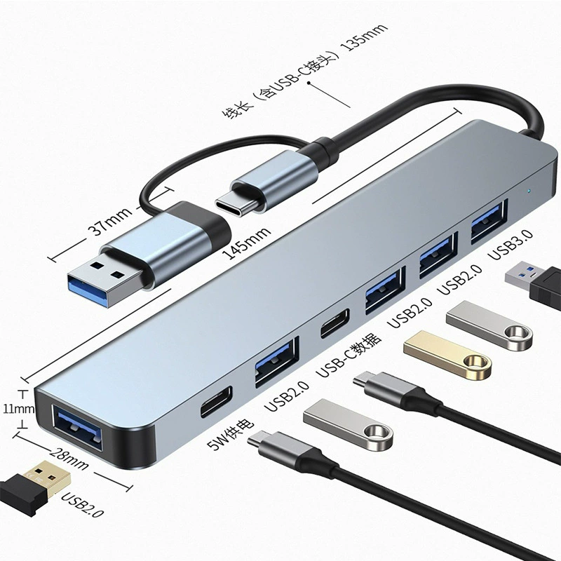 TYPE-C Байи Шици Бен Компьютерное расширение USB3.0 расширение один тянет восемь высокоскоростной USB SEV