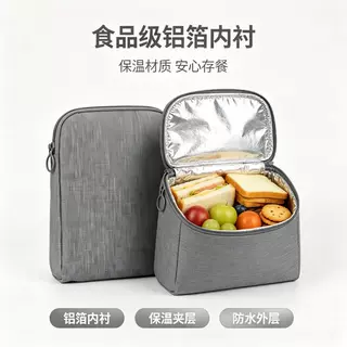 跨境专供食品级铝箔内衬保温三明治袋2 件套便当袋防水外层易清洁