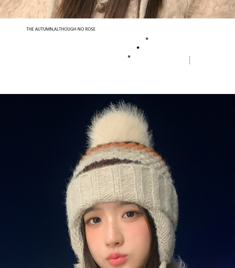 New Retro Fair Isle Style Warm Thickened Fleece-Lined Winter Knitted Hat, Cold-Proof Ear Protection, Tie-Up Wool Hat_voghion.com