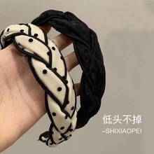 2023年新款波点布艺麻花辫子发箍高颅顶百搭压发卡气质显脸小头箍