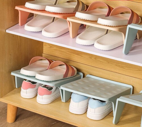 Space-saving storage shoe rack double-layer shoe bracket artifact shoe cabinet layered partitions organize shoes and slippers storage rack