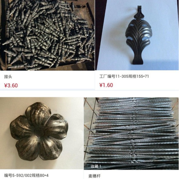 大门围栏 栏杆楼梯扶手锻打配件河北 加工铁艺锻造花叶 厂家