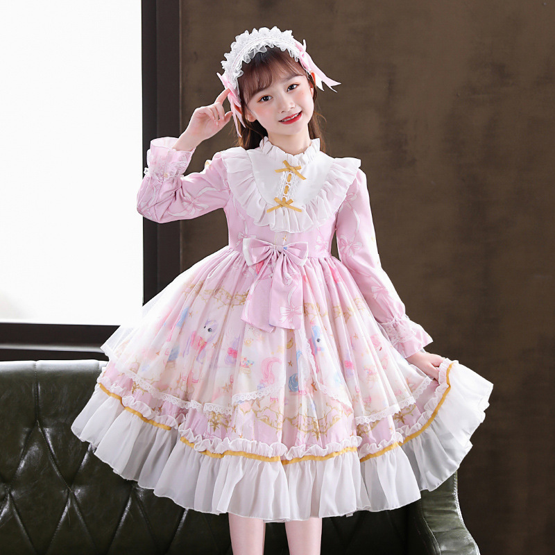Lolita Princess Dress Girls' Dress 2026 Spring New Style Little Girl Dress Stylish Birthday Dress Long Sleeves Lolita Princess Dress Girls' Dress 2026 Spring New Style Little Girl Dress Stylish Birthday Dress Long Sleeves
