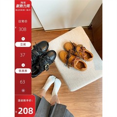 传祺女鞋~皮带扣双鞋带美式复古德训鞋平底时尚休闲鞋2025新款秋