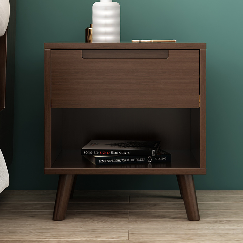 Mesita de noche nórdica de madera maciza, armario de almacenamiento moderno para dormitorio totalmente equipado, mesita de noche de estilo japonés, pequeño apartamento