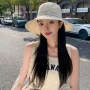 新款春夏条纹休闲盆帽