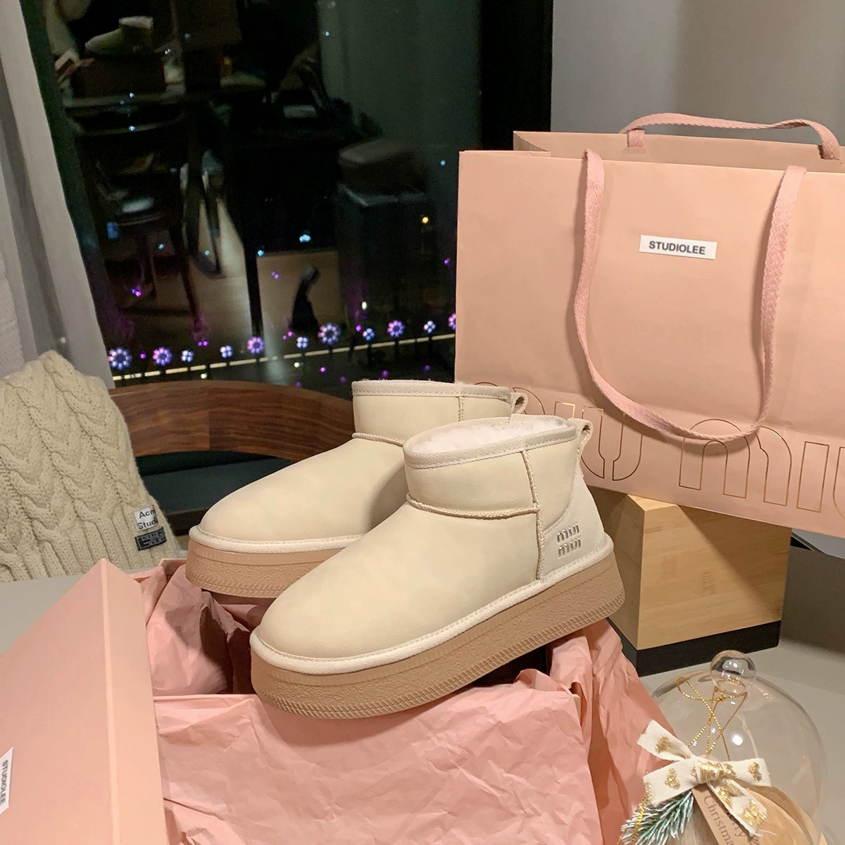 Виноградные мамы такие же милые Музы ~ зимние кожаные сапоги с круглым носком на толстой подошве для женщин, осенне-зимние новые толстые ботильоны на флисовой подкладке