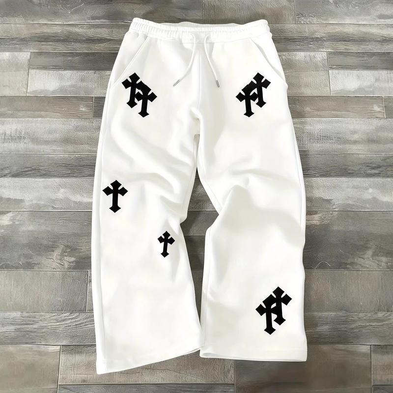 Spring and Autumn New Y2K Dark Gothic Print Loose Slimming Unisex Drawstring Sweatpants Wide-Leg Joggers