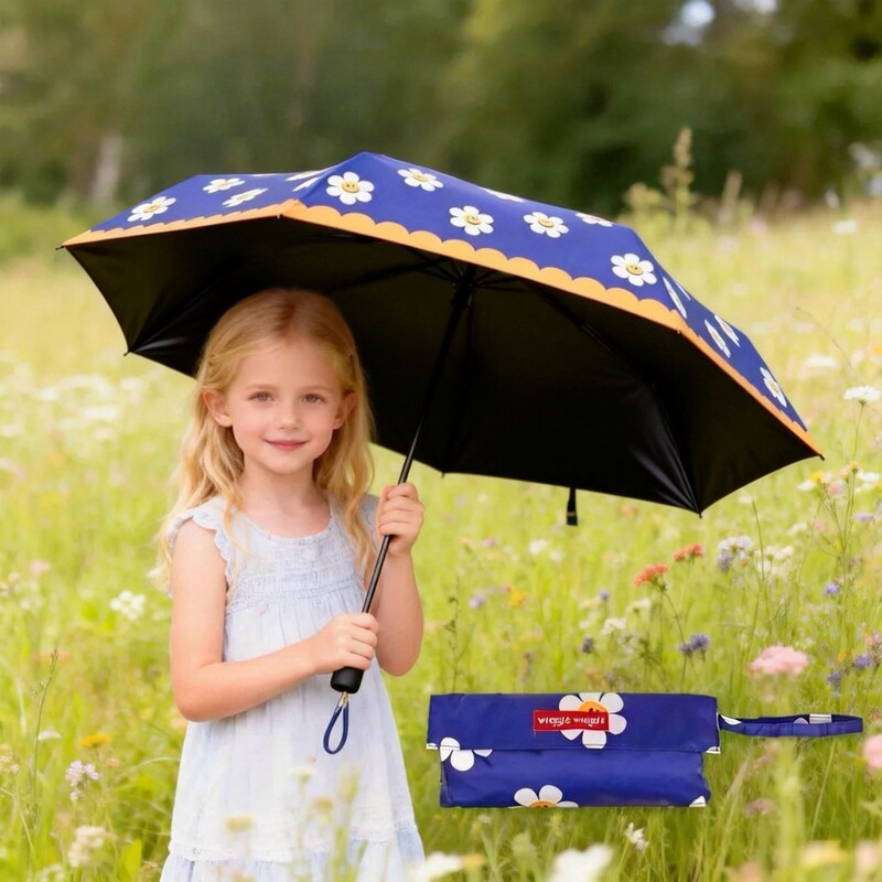 Korean Original Wiggle Smiley Face Vinyl Uv50 Sun Umbrella, Rain or Shine Umbrella, Portable