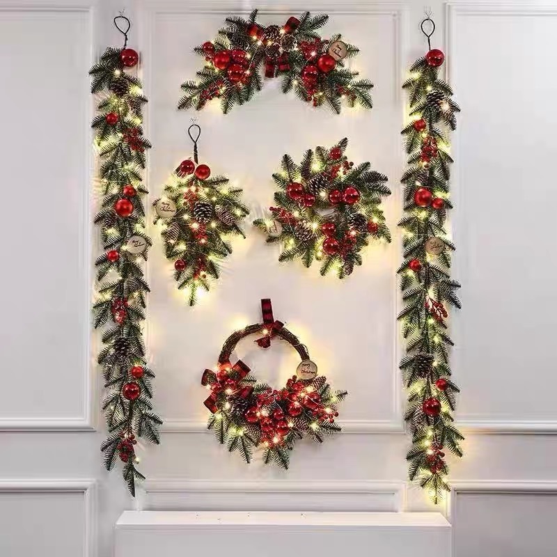 クリスマス装飾品pe藤条花輪ボール付き蝶結び藤条掛けホテルデパートショーウインドーシーン装飾|undefined