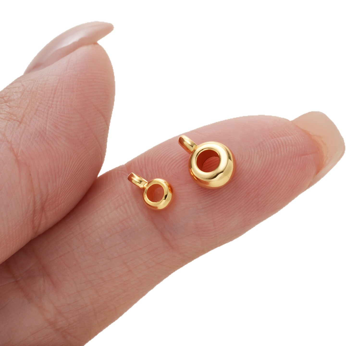 14K Gold-Plated Color-Preserving Real Gold Three-Way Round Spacer Bead Pendant Clasp Bracelet Necklace DIY Pendant Accessories Spacer Bead 5