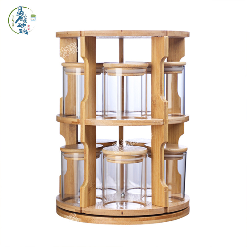 Casa de alto valor facial café leche té lata estante de almacenamiento giratorio cocina condimento lata de acabado estante de almacenamiento lata