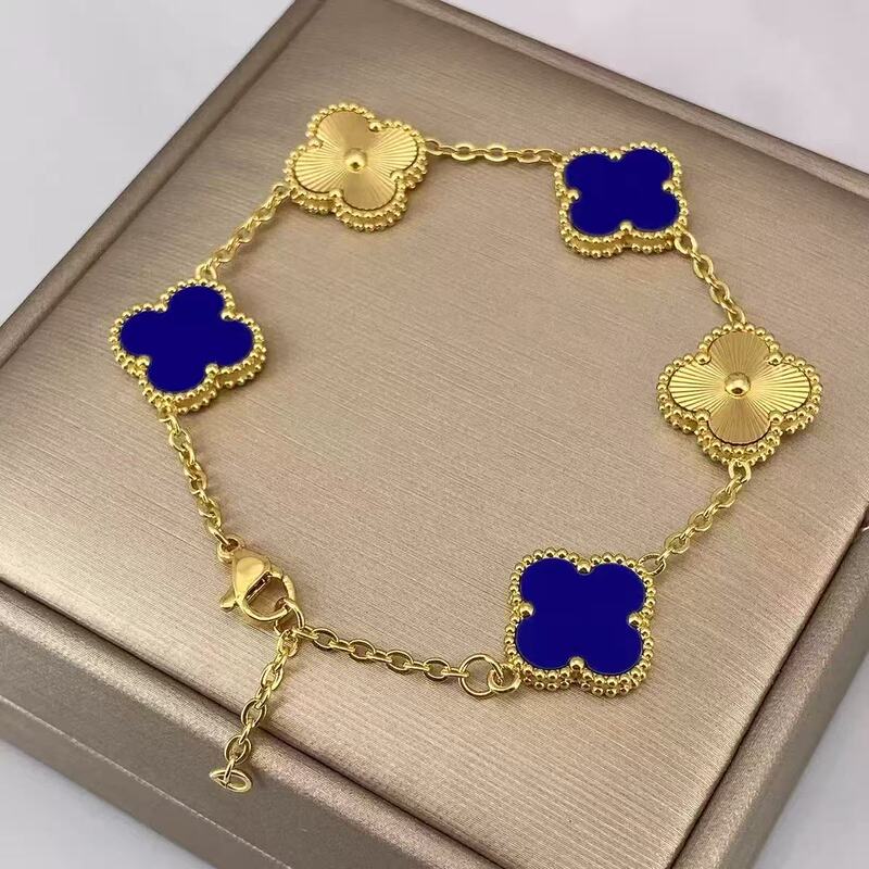 Cross-Border Best-Selling High-End Version Lucky Four-Leaf Clover Five-Leaf Bracelet, V-Gold Thickly Plated 18K Gold Jewelry, Non-Fading Bracelet