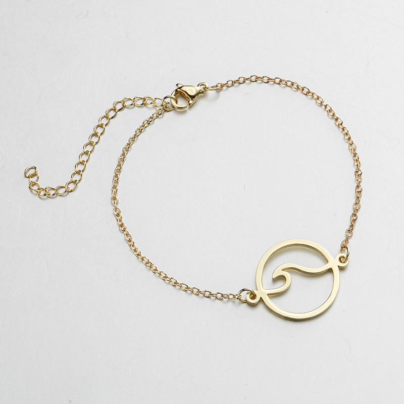 1 Piece Quantity Daily Occasion PVD Coated Real Gold Plated Letter 201 Stainless Steel Simple Style Waterproof Non Tarnish 201 Stainless Steel Bracelets