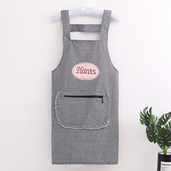 拉鏈口袋家居圍裙男女情侶廚房做飯防油時尚家居背帶純棉圍裙成人