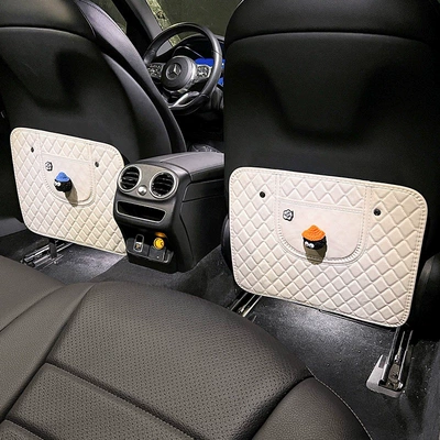 Suitable for car anti-kick pads, Chair back anti-kick pad - blue-hat-orange-hat-coal-briquettes-white-anti-kick-pad-short-version