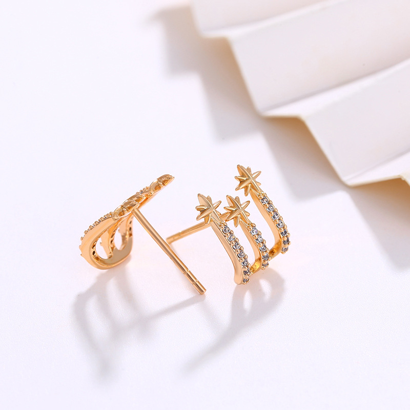 Joyería de Xuping Amazon transfronteriza pendientes de moda femenina nicho diseño sentido apilado ocho Awn estrella pendientes al por mayor