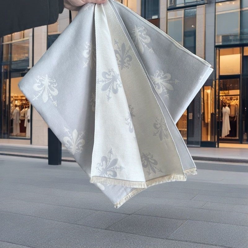 Scarf Women's Winter European and American Style Florence Iris Flower Shawl Thickened All-match Double-sided Warm Neck Warm