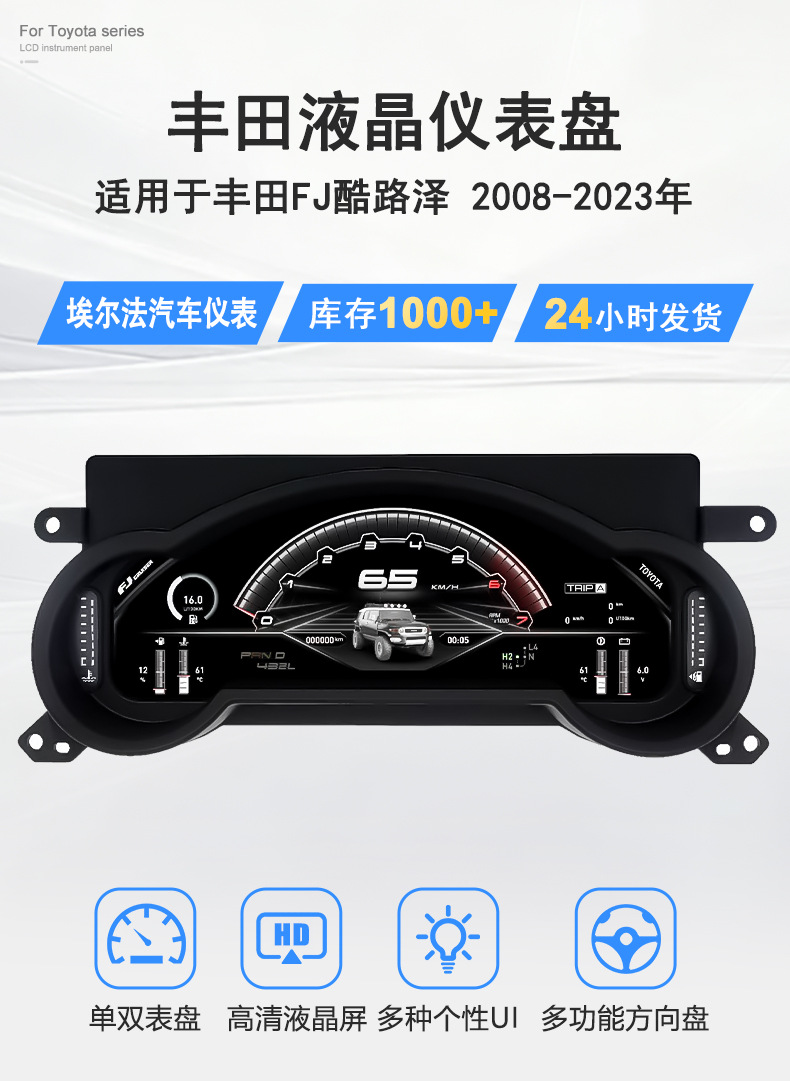 Suitable for Toyota Fj Cruiser 08-23 Models, Full Lcd Car Display Instrument with Multiple Ui Options, Non-Destructive Upgrade