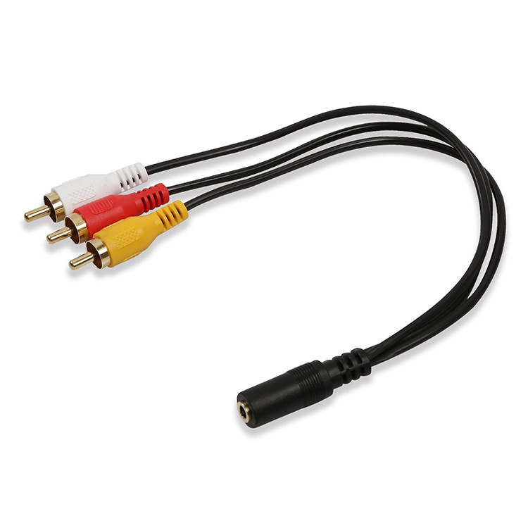 3.5mm母口转三莲花线头一母拖三公音频头1分3RCA AV转接换链接线