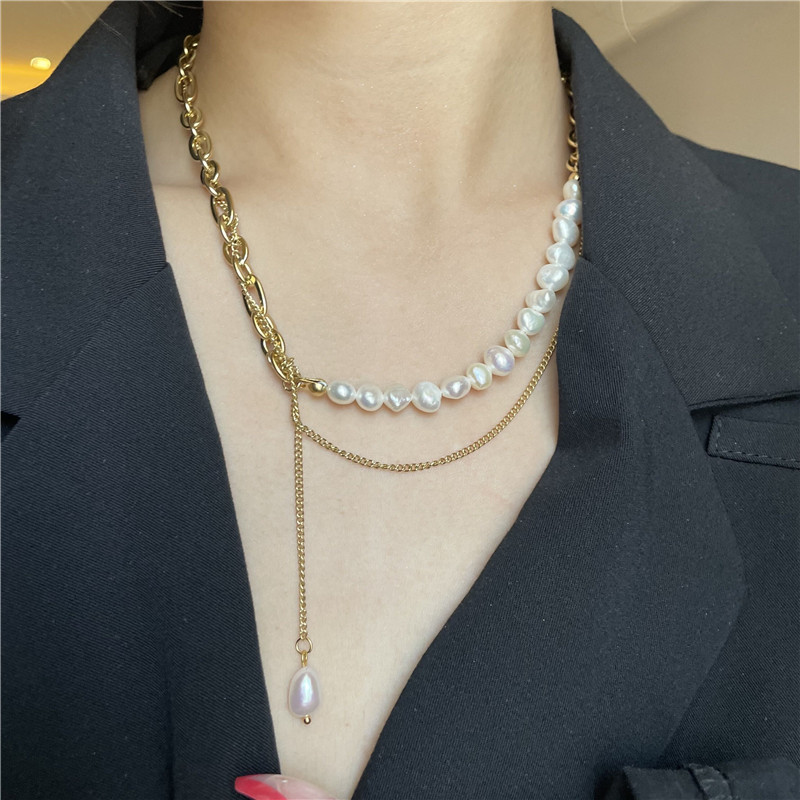 Titanstahl Perlen Quaste Kette Doppellagige Halskette Großhandel Schmuck Nihaojewelry display picture 2