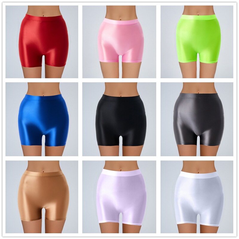 Seamless Front Crotch, Transparent, Shiny, Silky, Unisex, High-Elastic, Large-Size Shorts, Breathable, Quick-Drying, Export-Quality 7066