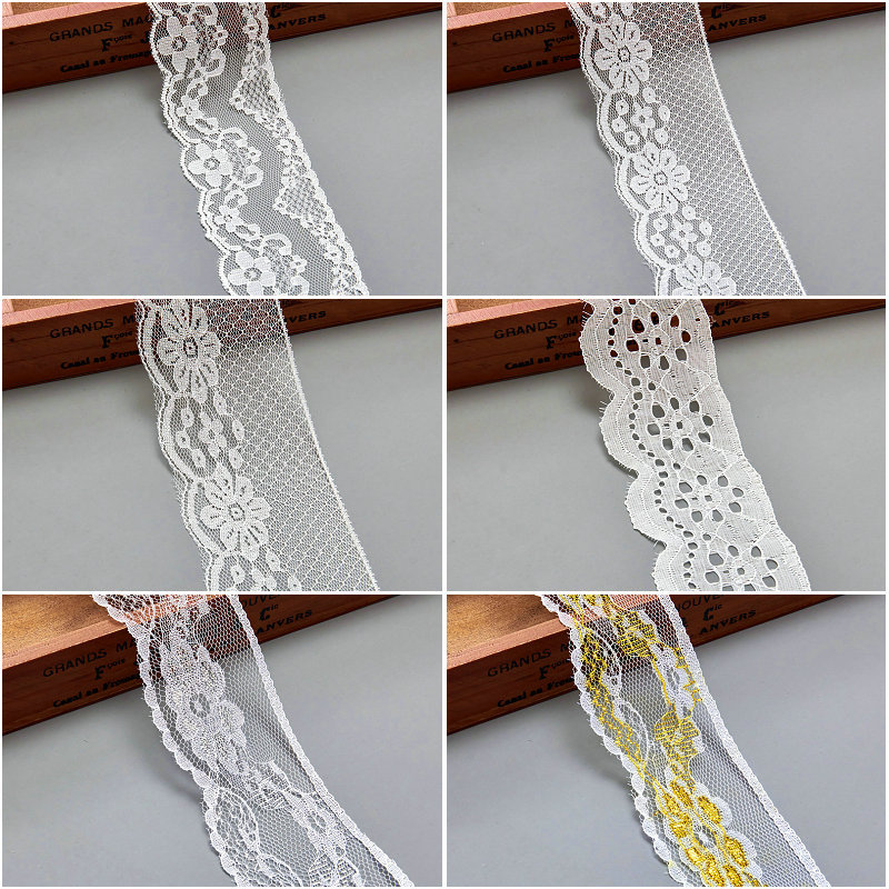 现货5.5公分裙摆无弹蕾丝花边777#锦纶辅料 带金蕾丝童装花边