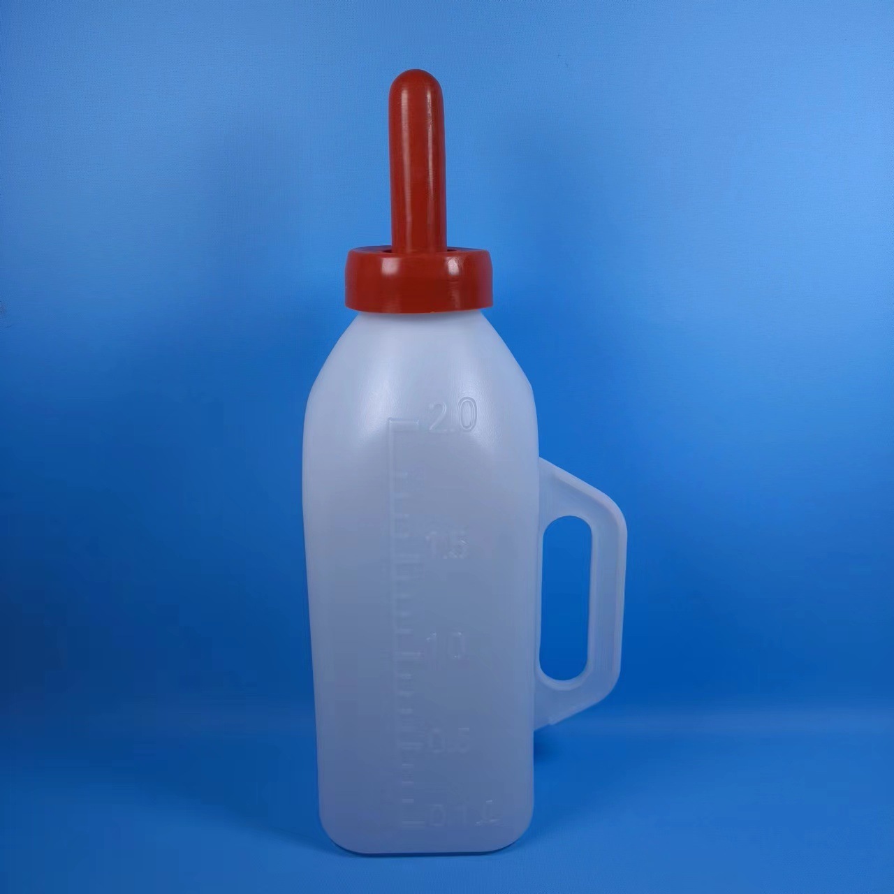 2L 2L veterinaria ternero botella de alimentación cabeza de leche de goma rojo pezón vaca botella de alimentación mango sólido botella de alimentación de gran capacidad