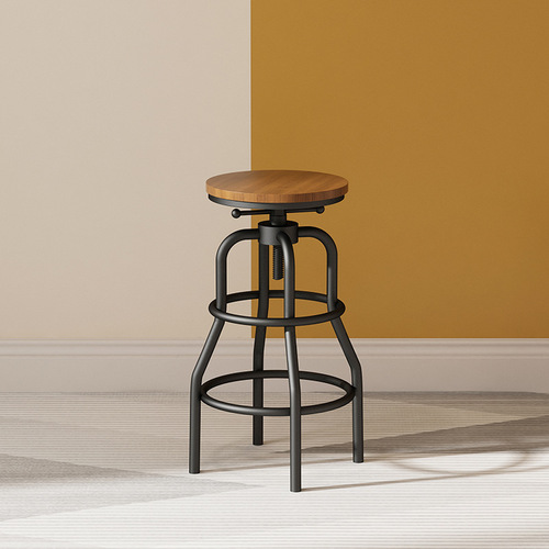 Bar counter chair high-leg stool wrought iron household backrest adjustable bar stool modern high chair minimalist bar chair high-leg chair p^