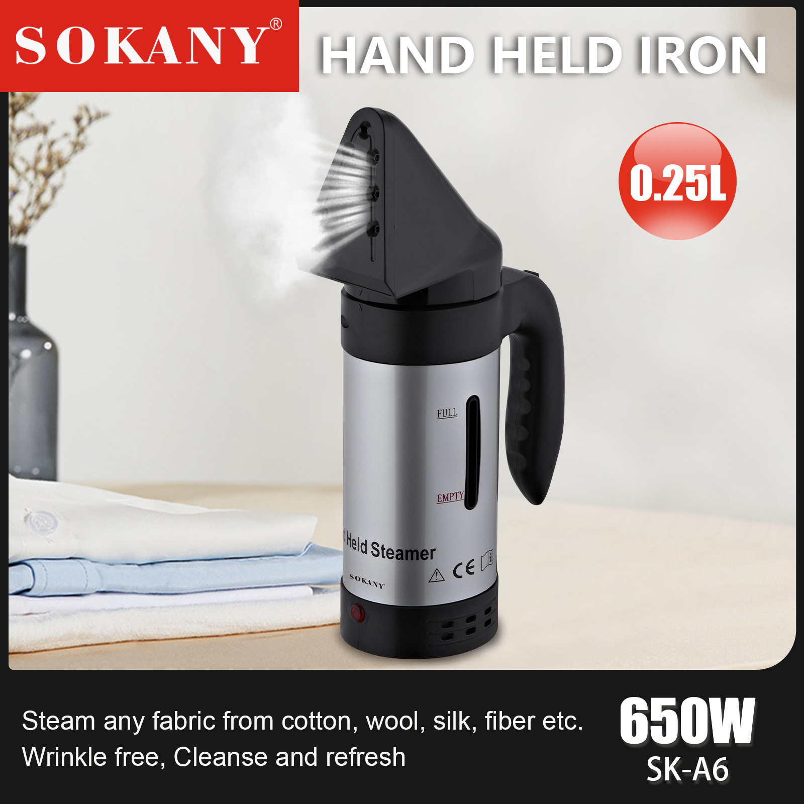 跨境Sokany家用3in1多功能熨刷手持式挂烫机hand held Iron详情3