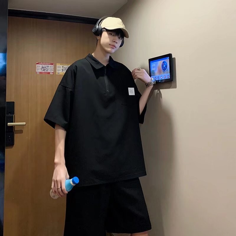 Camiseta polo de color sólido con solapa de verano de todo fósforo