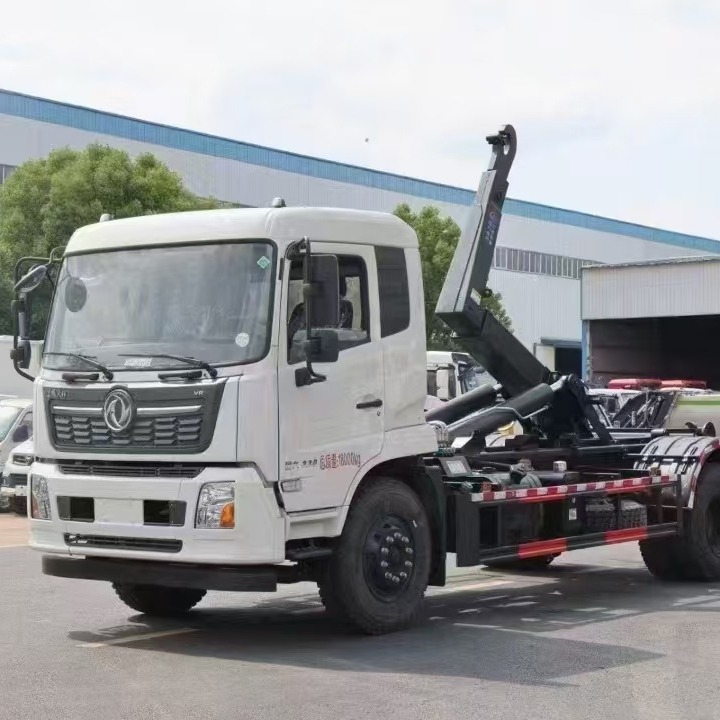 东风天锦车厢可卸式垃圾车18 吨勾臂车 12立方连体压缩箱