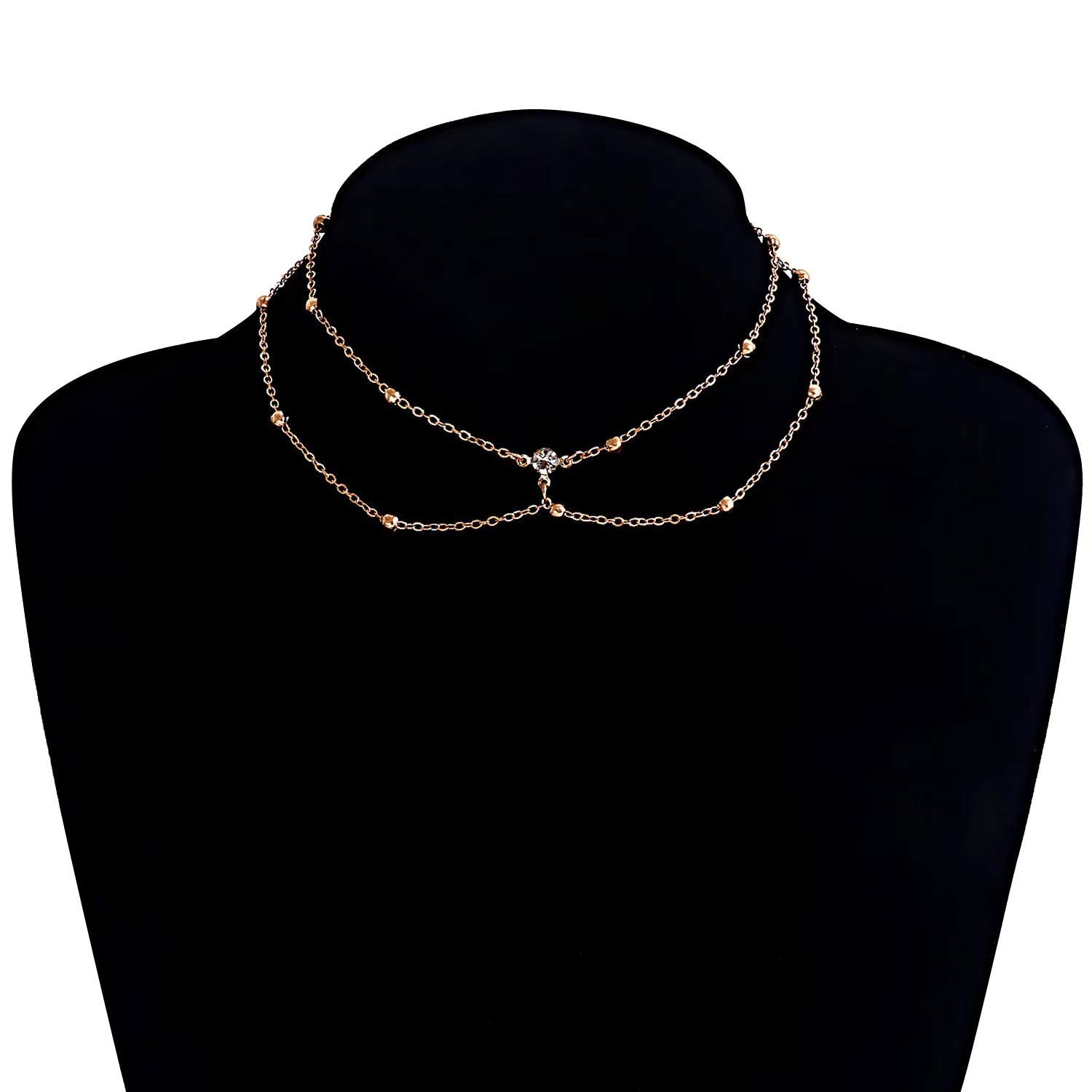 Europa y América exagerada sexy playa vacaciones cuerpo ropa cadena collar creativo rhinestone colgante borla collar cadena del pecho