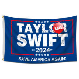 跨境外贸出口 Taylor2024 蓝色做旧款旗帜90*150cm美国歌手挂布
