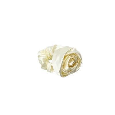 Anillo de pelo Rosa flor tridimensional anillo de intestino grueso cuerda de pelo ins retro artístico estilo universitario Flor de satén accesorios para el cabello de alta gama