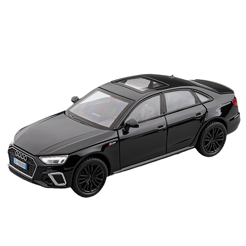 JIAYE 1:32 AUDI A4L 자동차 모델 합금 자동차 시뮬레이션 사운드 및 조명 파워 자동차 6 도어 장난감 상자