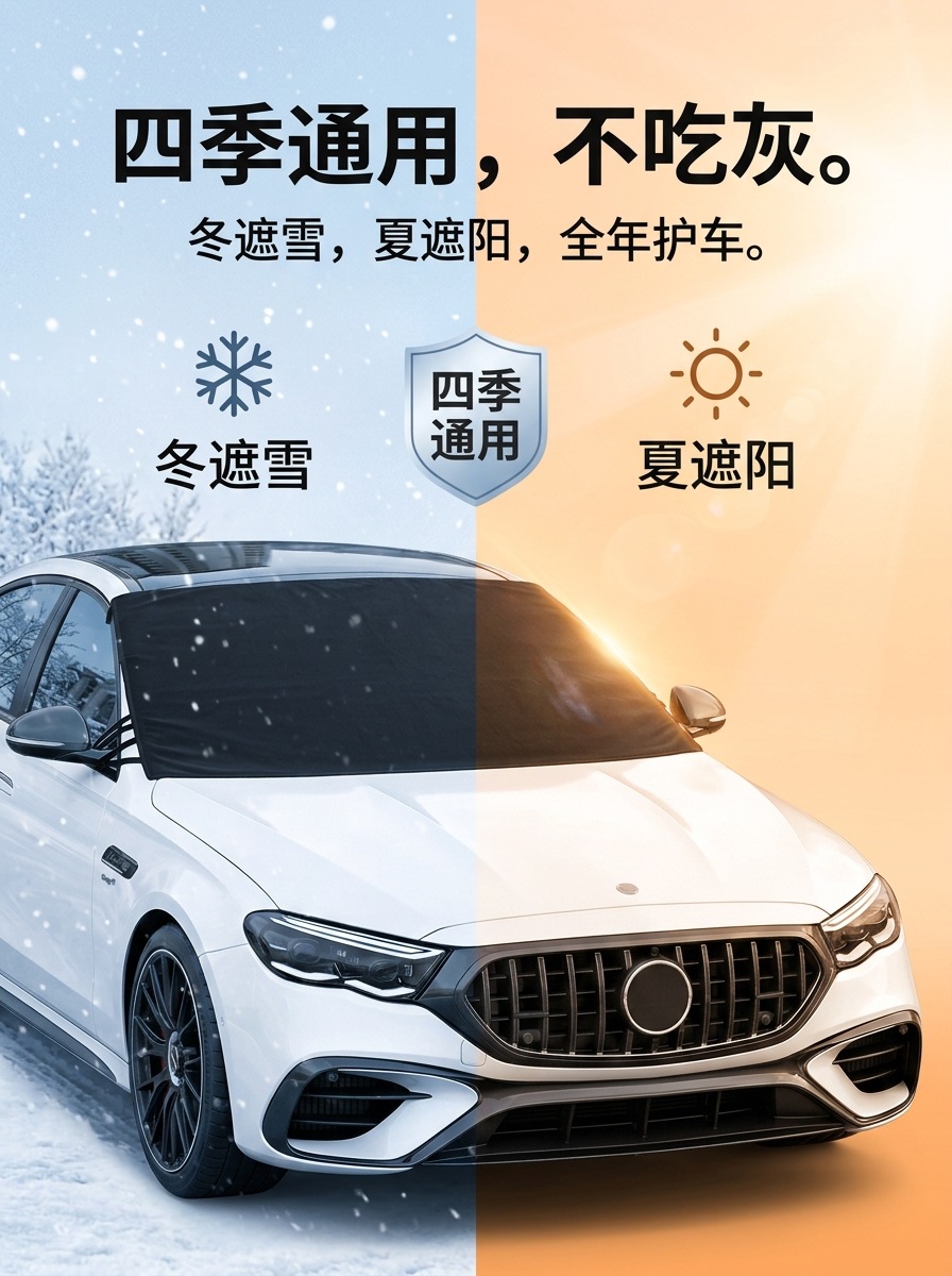 Car sunshade and snow cover for winter, 600D Oxford fabric, thickened snow cover for front windshield, anti-snow, anti-frost, anti-freeze