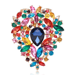 跨境歐美時尚大號水晶玻璃胸針 誇張氣質高檔服飾配飾別針胸花