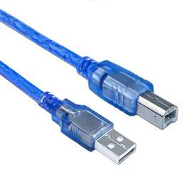 工厂批发USB线电脑打印机线透明蓝64编USB数据传输线A-B主机接线