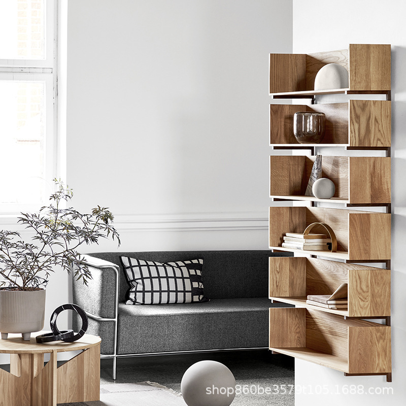 造心家具|可组合堆叠|简约收纳墙面置物架书房陈列架一字木质隔板