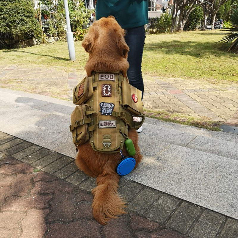 犬服中大型犬タクティカルベストペットゴールデンレトリバーガーデンダウジアストラップリードベストベスト|undefined
