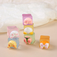 Diyアクセサリーアクセサリー夜光四角い氷かわいい小動物お尻カラー半透明アクセサリー手作り材料
