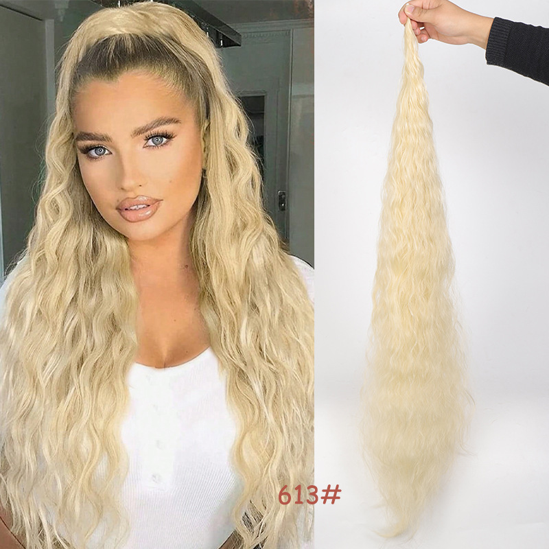 Unisex around wig ponytail chemical fiber fluffy magic wand ponytail corn silk extended version_voghion.com