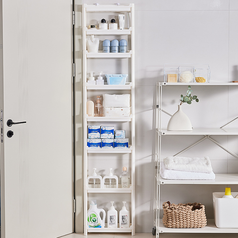 Narrow Gap Storage Cabinet at the Rear of Toilet Door Thin Cabinet Ultra-narrow Gap Multi-layer Storage Rack for Toilet and Kitchen Narrow Cabinet