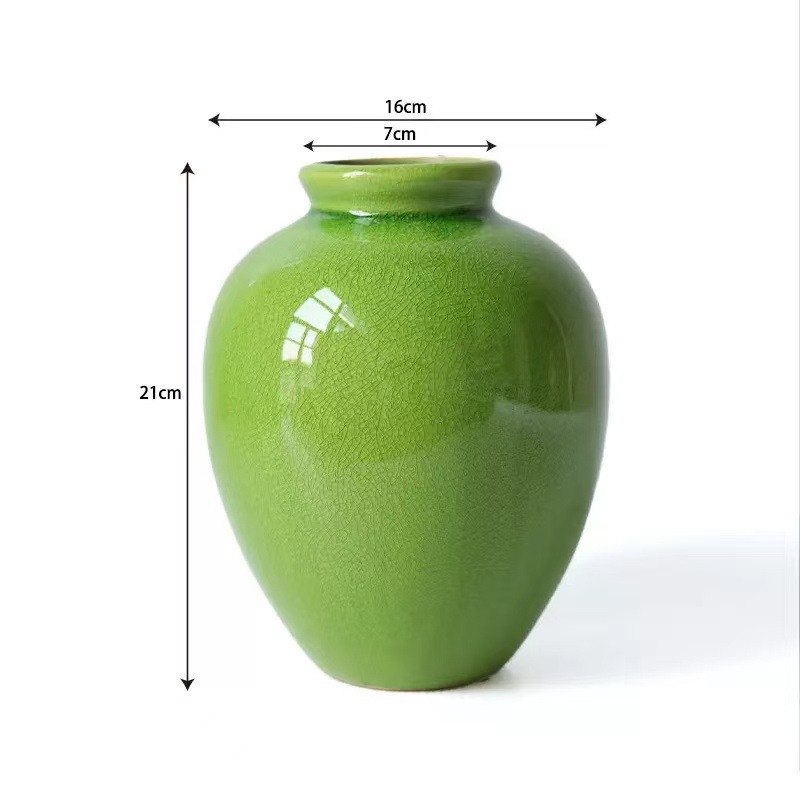 Emerald green ice crack glaze vase