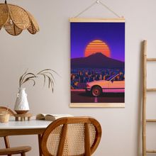 霓虹日本城市富士山风景油画JIT代发实木卷轴挂画跨境电商TIKTOK