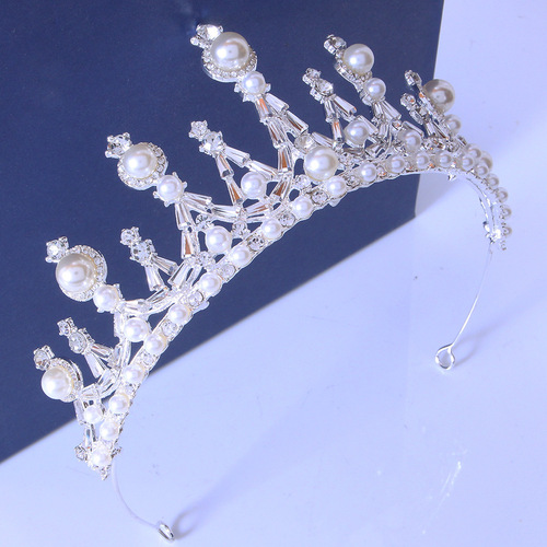 Cross-border best-selling bride elegant pearl crown headpiece Wedding evening gown Baroque crown pearl headpiece