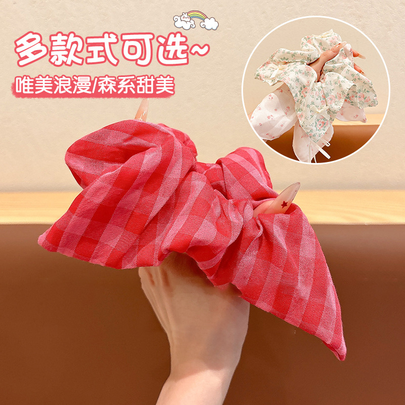 Mori dulce toallas cuadradas anillo de cabello primavera y verano arco de color cuerda de cabeza de flores trituradas mujeres 2025 nueva cuerda de cabello intestino grande